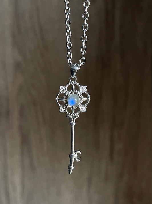 Moonstone Key Necklace | حجر القمر