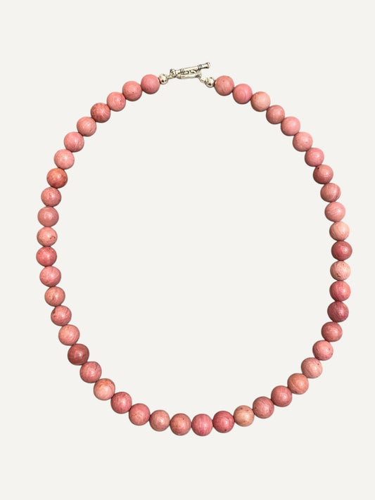 Pink Rhodonite Beaded Necklace