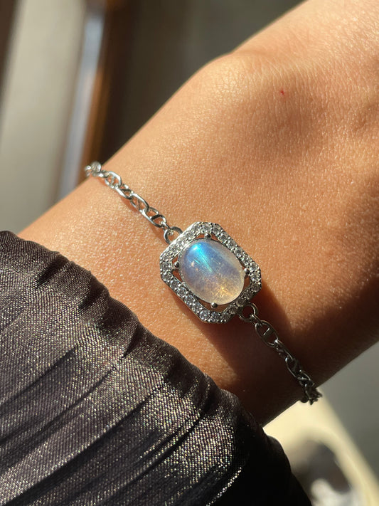 Labradorite Chain Bracelet | حجر الطاووس