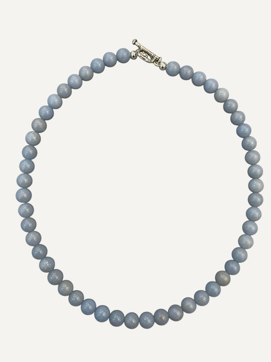 Blue Angelite Beaded Necklace