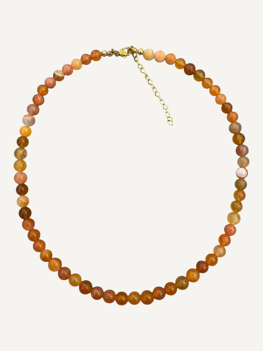 Orange Botswana Agate Beaded Necklace