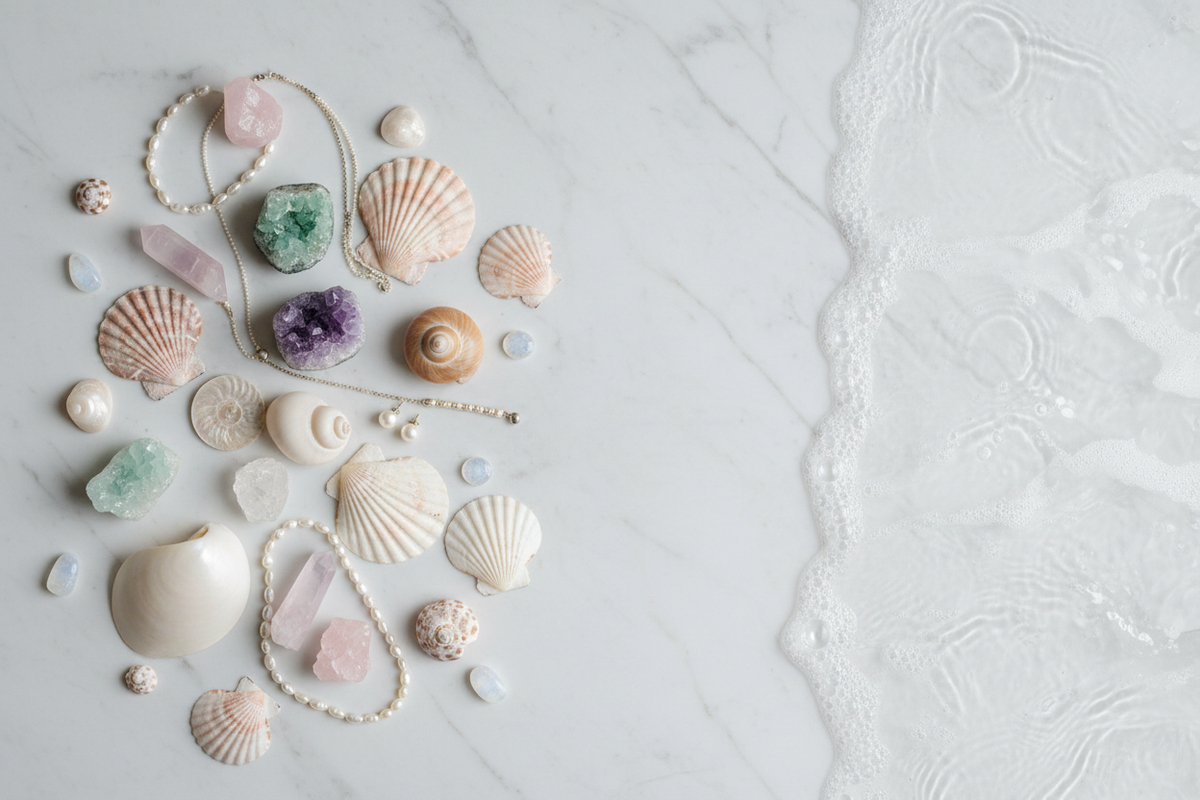 Marble Seashells Jewelry Banner