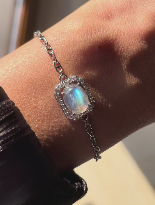 Labradorite Chain Bracelet | حجر الطاووس