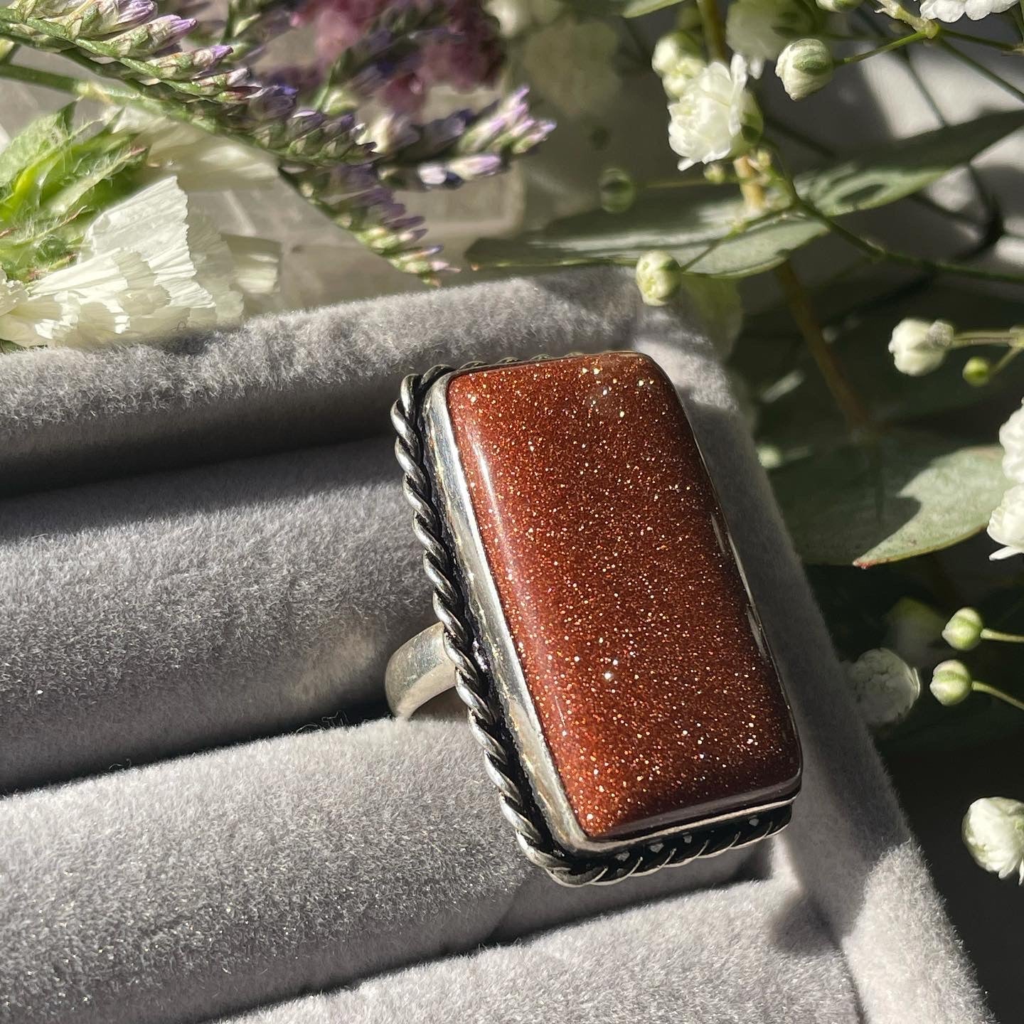 Gold Sandstone Ring Sterling silver 925 | 6.5 | خاتم حجر الرمل الذهبي فضة إسترليني