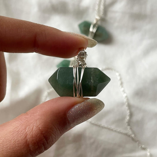 Green aventurine Double terminated Necklace | الافنتورين الاخضر