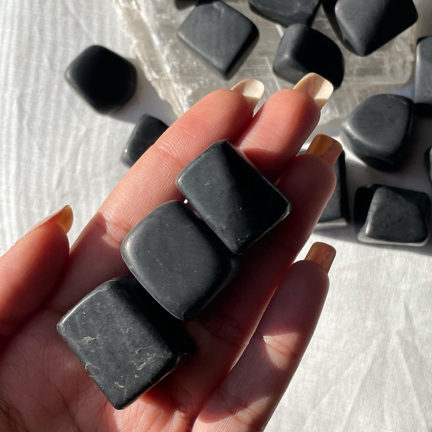 Shungite Tumbles - petrovsky shungite [ Type II ] | شونجايت