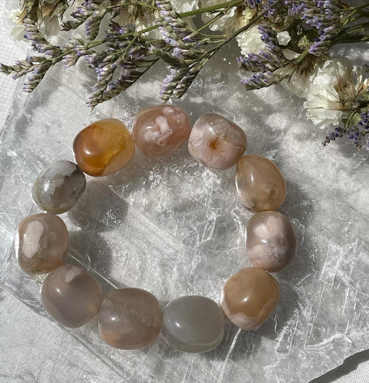 Flower Agate Tumble Bracelet | عقيق الزهرة