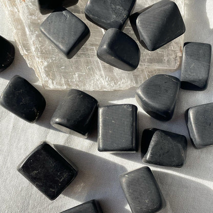 Shungite Tumbles - petrovsky shungite [ Type II ] | شونجايت
