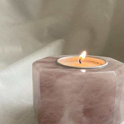 Rose Quartz Candle Holder | Mubkhar | مبخر حجر كوارتز الزهري