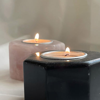 Rose Quartz Candle Holder | Mubkhar | مبخر حجر كوارتز الزهري