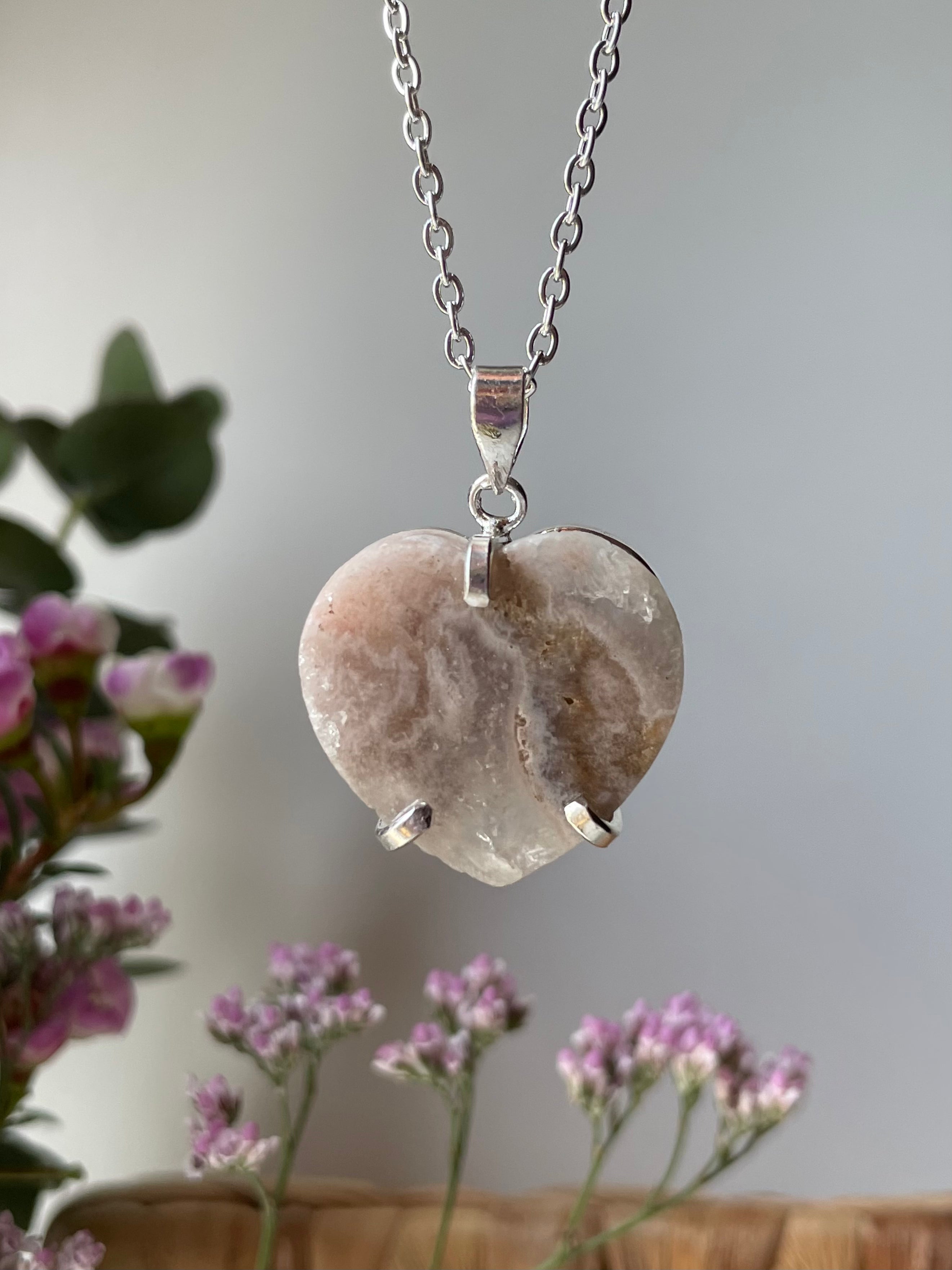 Pink Amethyst Heart Pendant | الجمشت الوردي