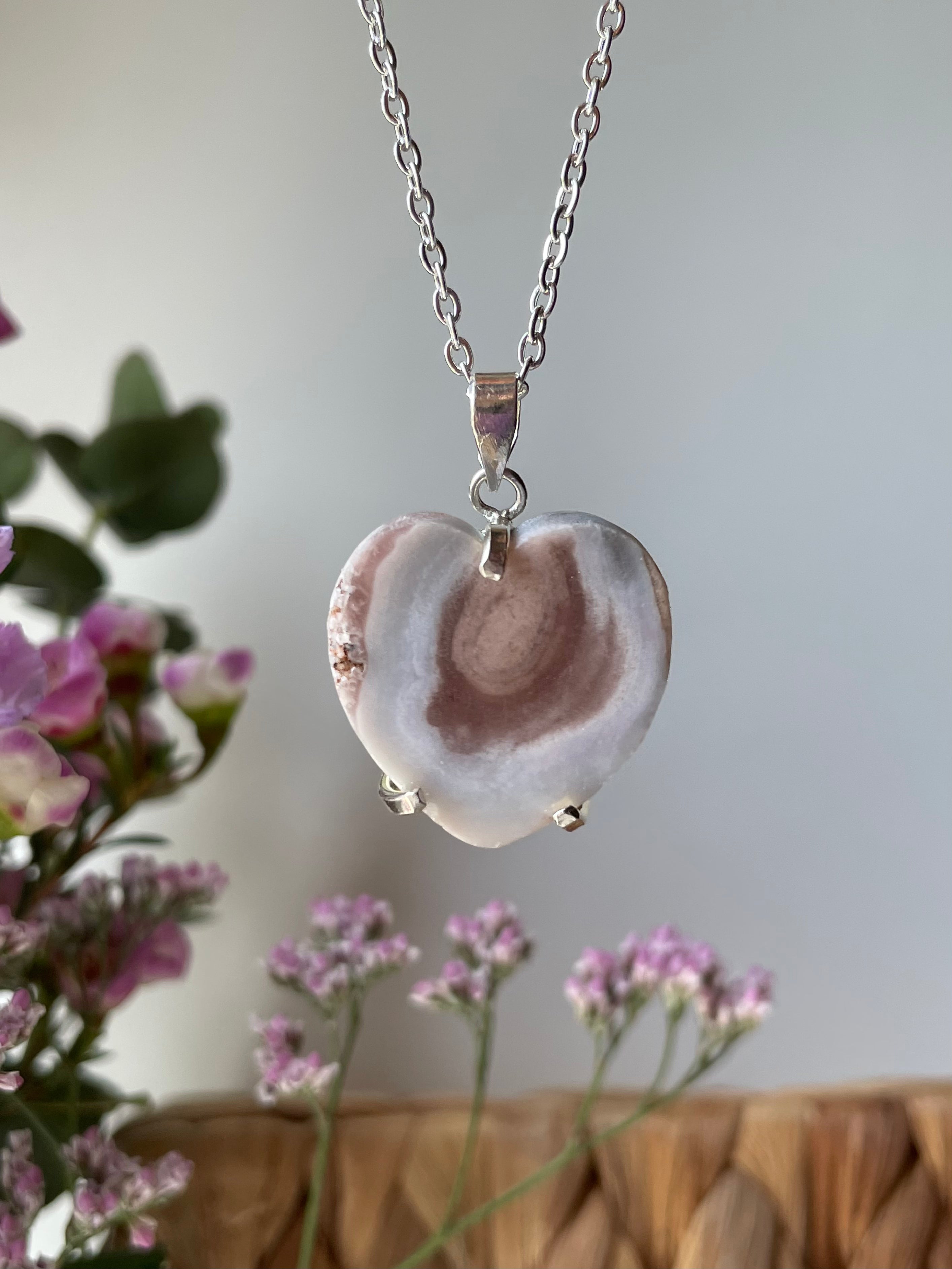 Pink Amethyst Heart Pendant | الجمشت الوردي