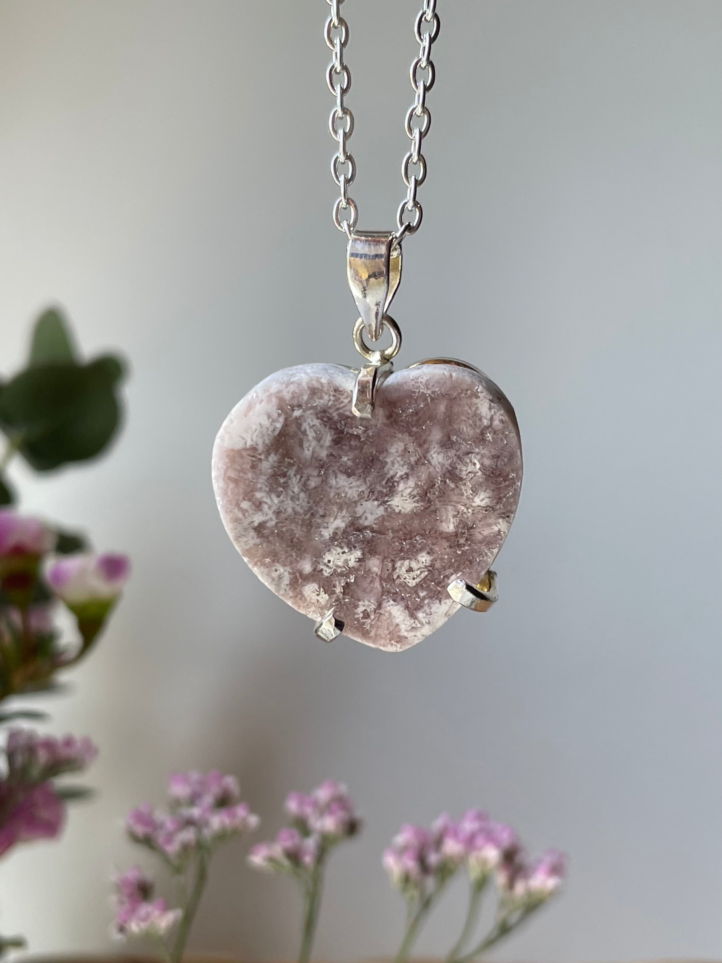 Pink Amethyst Heart Pendant | الجمشت الوردي