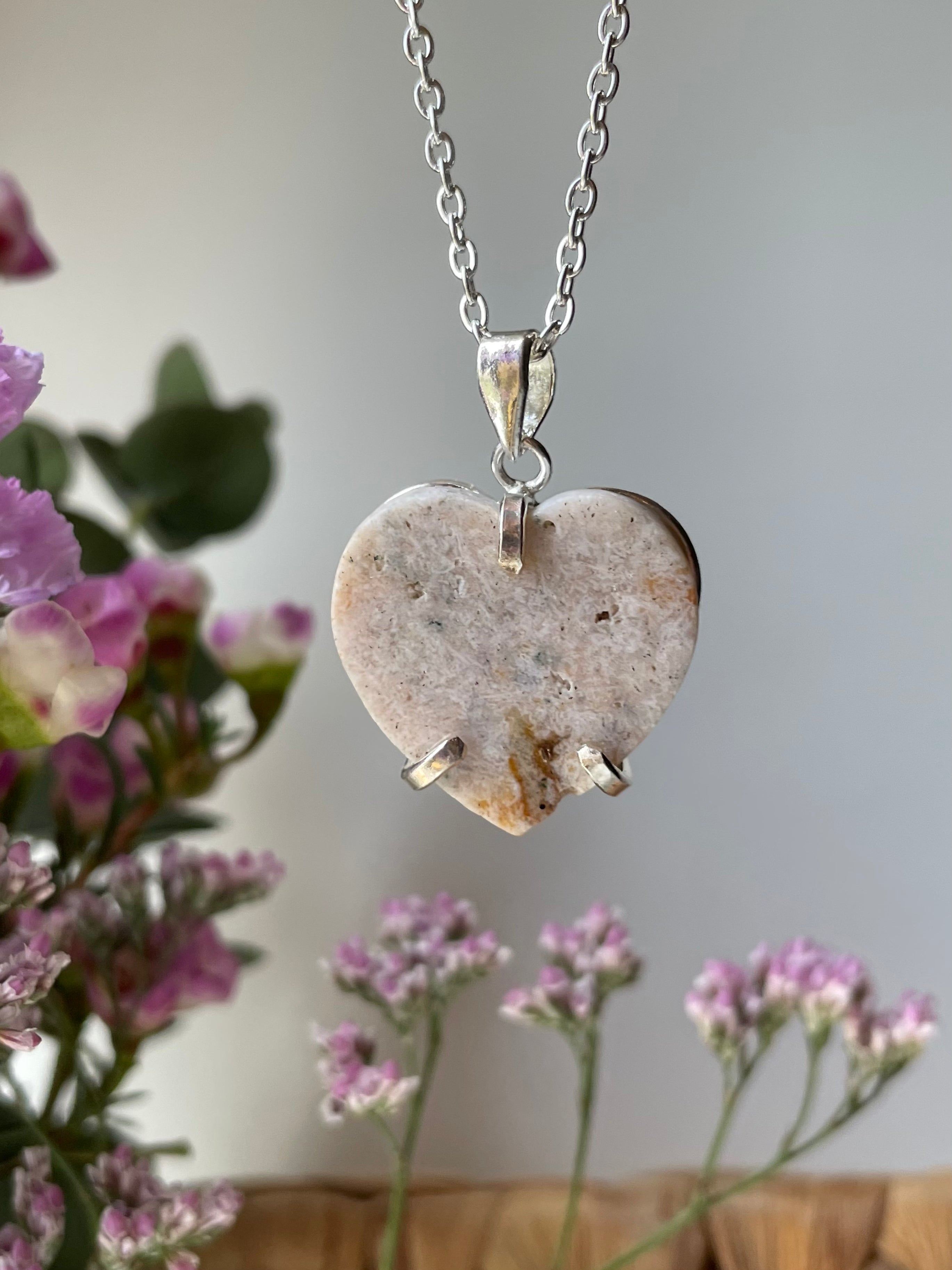 Pink Amethyst Heart Pendant | الجمشت الوردي