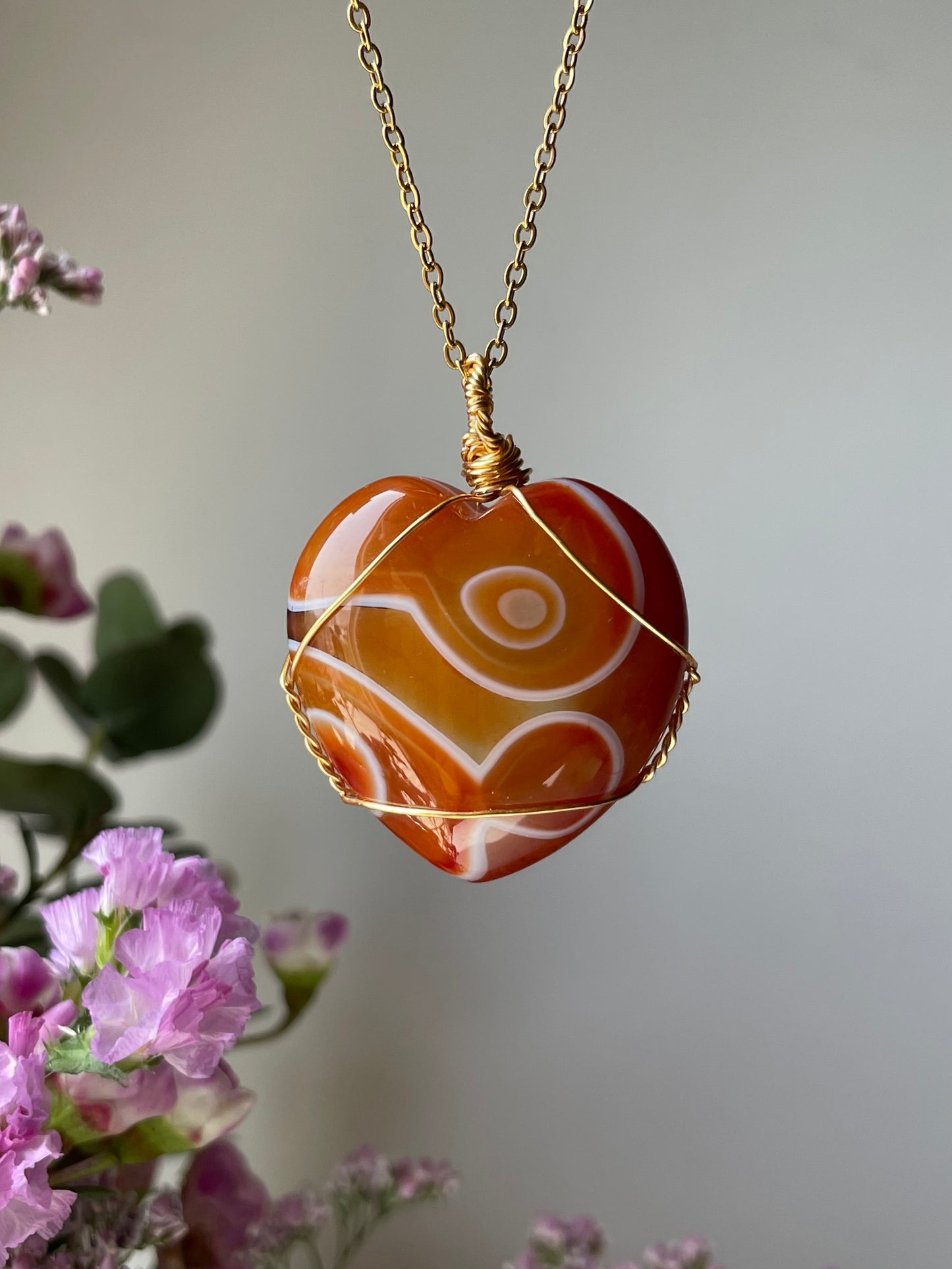 Carnelian Heart Necklace | كارنيليان - العقيق الاحمر