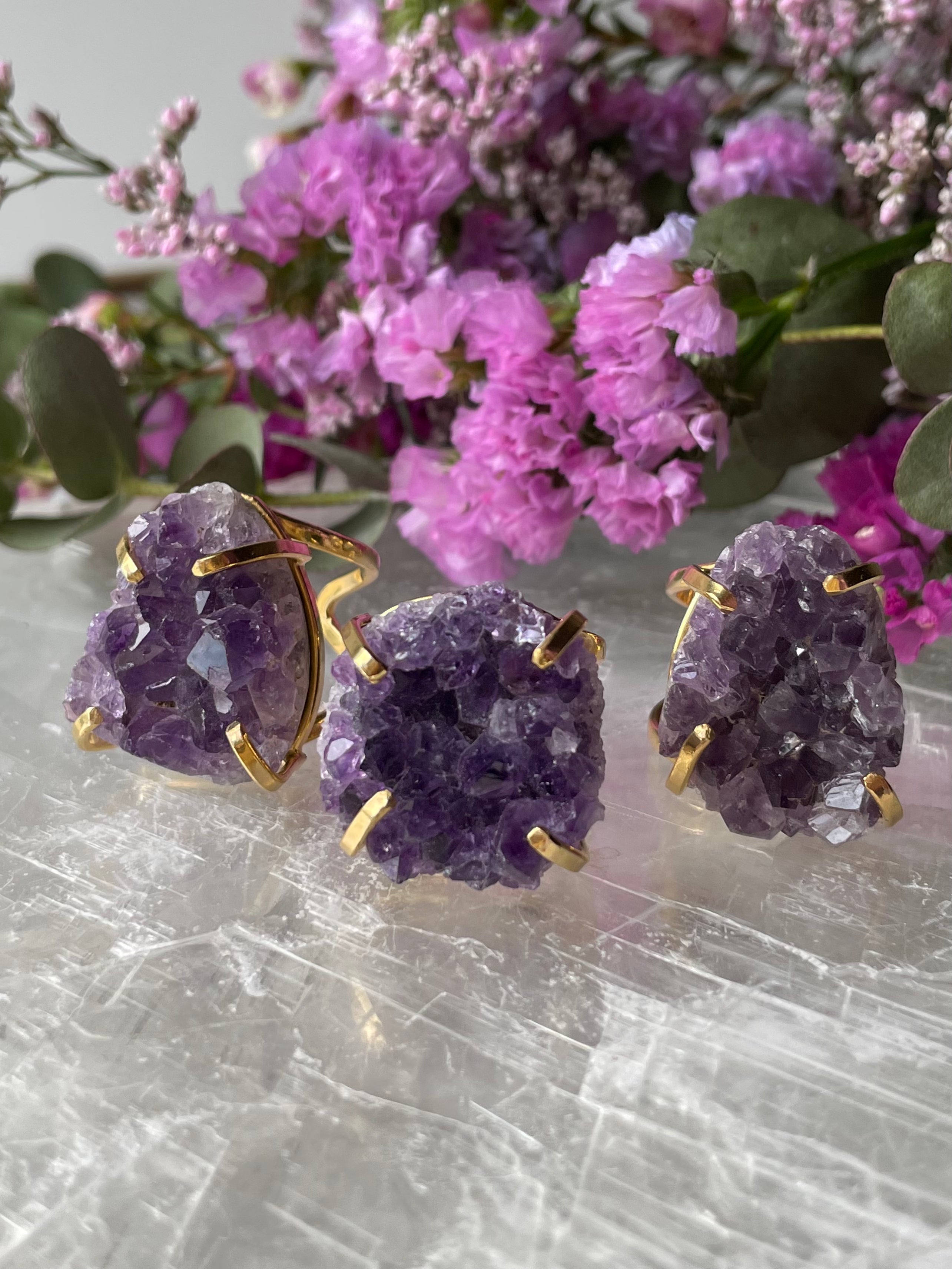 Amethyst Cluster Ring | Adjustable |  الجمشت