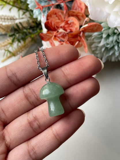 Green Aventurine Mushroom Pendant | الافنتورين الاخضر