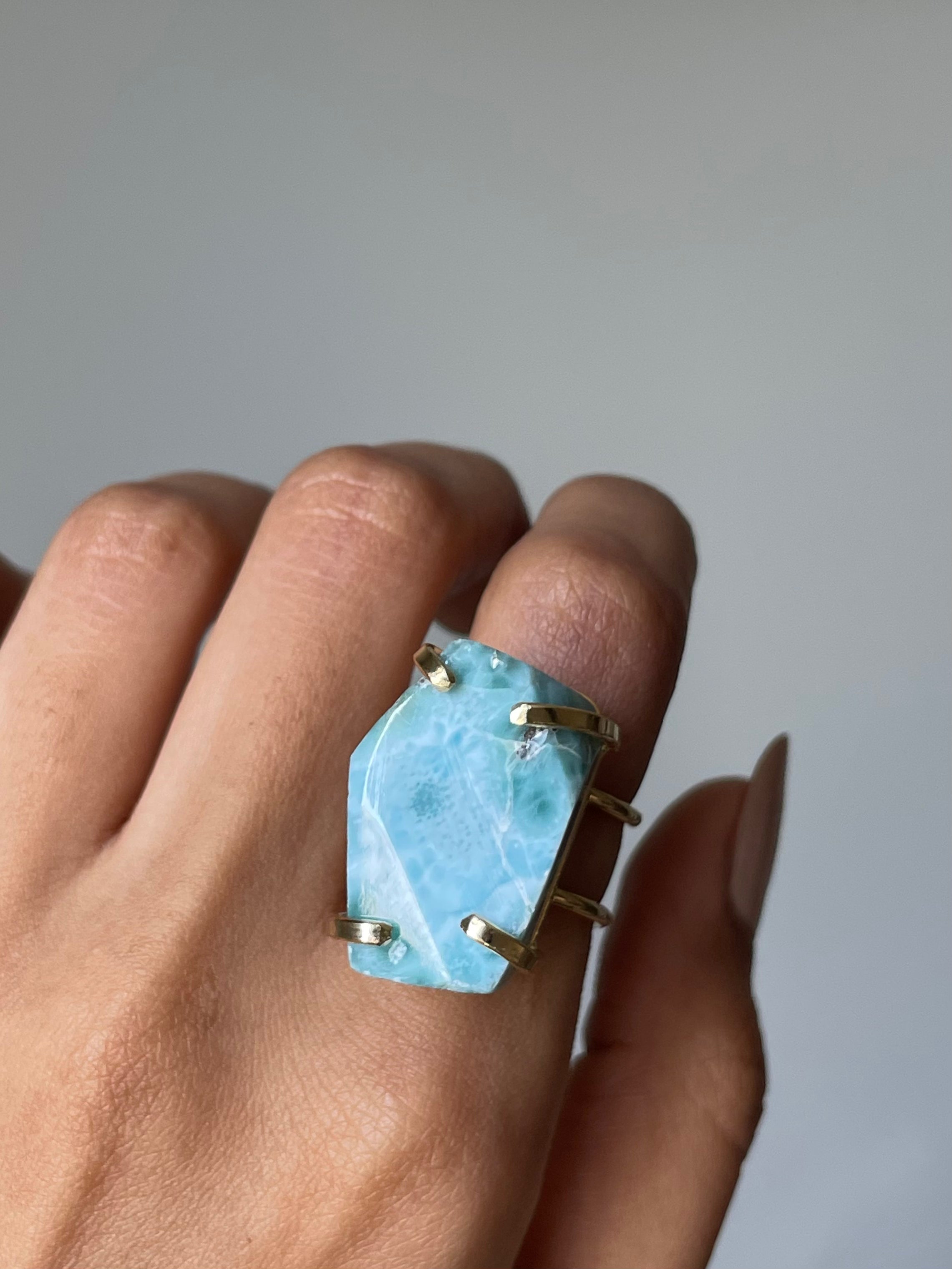 Larimar Ring | Adjustable | حجر لاريمار