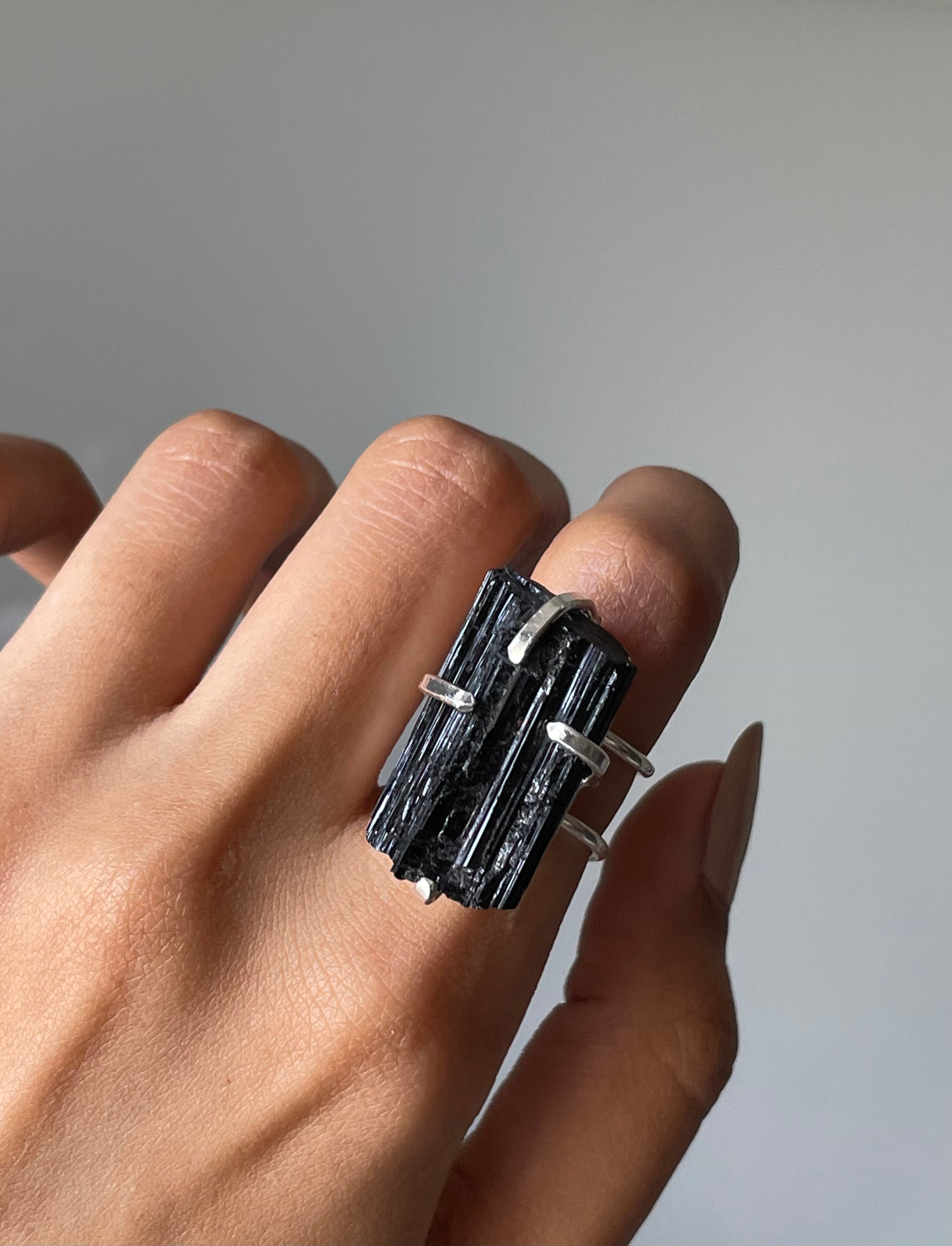 Black Tourmaline Ring | Adjustable | التومالين الاسود