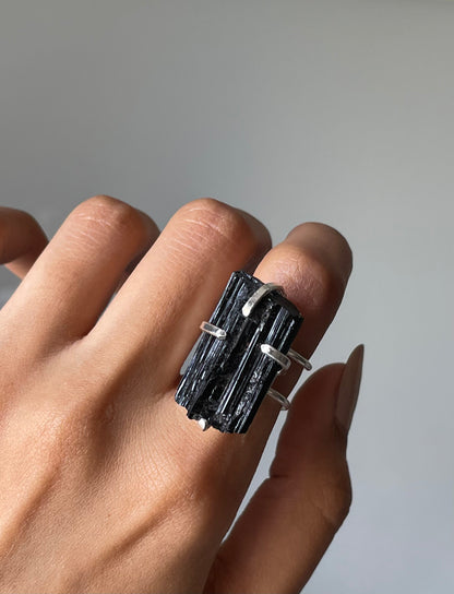 Black Tourmaline Ring | Adjustable | التومالين الاسود