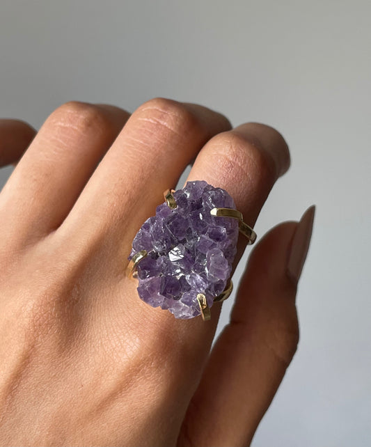 Amethyst Cluster Ring | Adjustable |  الجمشت